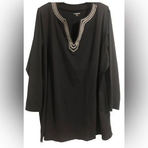 Lands End Long Sleeve Black Nylon Shirt Top Size 2X EUC!